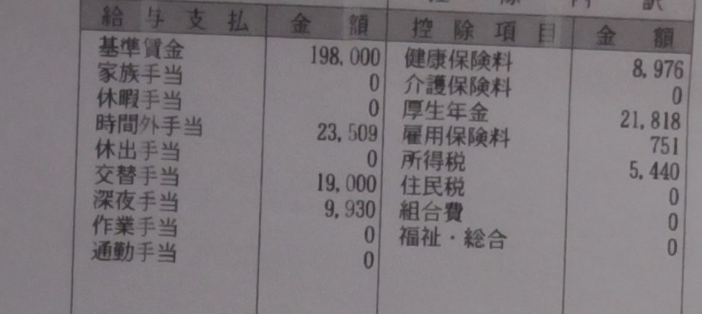 日産追浜期間工6回目の給料明細1